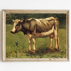 Vintage Cow Painting | Printable Farmhouse Decor | Rustic Farm Animal Print | DIGITAL DOWNLOAD PRINT |  Country Cottage Printable | Cow Art