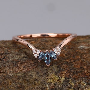 Alexandrite wedding band dainty band for women 925 sterling silver band promise moissanite elegant gifts for her bridal band gemstone band