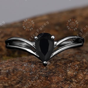 Solitaire Ring Natural Black Onyx Ring 925 Sterling Silver Black Gold Plated Ring Gemstone Ring Birthday Gift For Her Engagement Ring