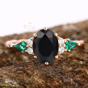 Oval Cut Natural Black Onyx 925 Sterling Silver Ring Engagement Ring Handmade Emerald Band Gemstone Ring Promise Ring Anniversary Gifts