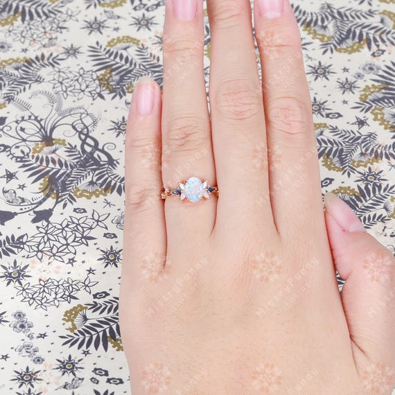 オーバルカットオパール925スターリングシルバーリングエンゲージ