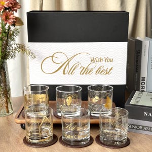 Hong Kong sentimental gift Customized whiskey glass 6-piece gift box, whiskey glass portrait engraving, custom text, Corporate Gifts
