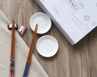 Faranci Japanese Style gift set，Soy Sauce Cup And Chopstick Rest Set, Japanese Tableware, Asian Dinnerware, Porcelain Trays, Soy Sauce Dish