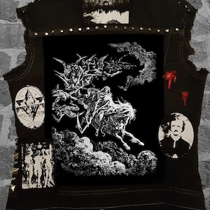 Tod auf dem blassen Pferd Rücken Patch Siebdruck Horror Punk Black Metal Goth Occult Dore