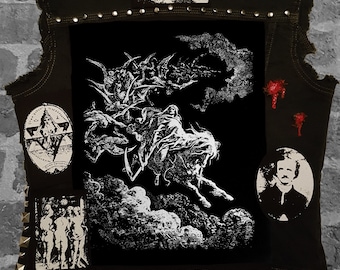 Death on the pale horse Back patch screen printed Horror Punk Black metal Goth Occult Dore