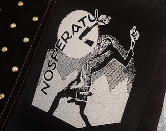 Nosferatu roof tops Dracula screen printed patch Horror Punk Black metal Goth Occult Folk lore