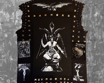 Baphomet back patch screen printed Horror Punk Black metal Goth Occult Folklore Devil Satan Satanism