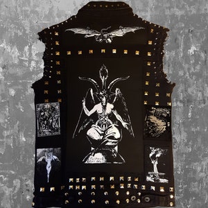 Baphomet back patch screen printed Horror Punk Black metal Goth Occult Folklore Devil Satan Satanism