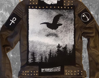 The Plague is Coming back patch screen printed Pesta kommer Kittelsen Horror Punk Black metal Goth Occult Folklore Pesten