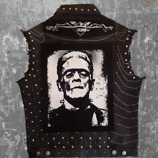 Frankensteins monster back patch screen printed Horror Punk Black Metal Goth