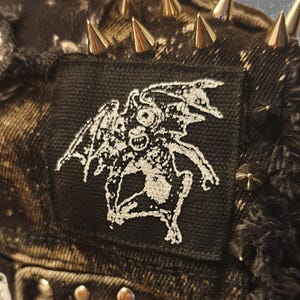 Dämon in der Ecke Siebdruck Patch Horror Punk Black Metal Goth Ockult Folklore Teufel Satan Satanismus Dämon