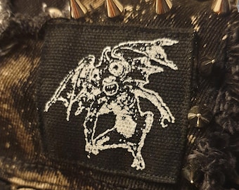Demon in the corner screen printed patch Horror Punk Black metal Goth Occult Folklore Devil Satan Satanism Demon