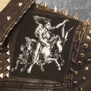 Häxtransport lapp skärm Transport des sorcieres tryckt Häxget Skräck Punk Black metal Goth Ockult Folklore