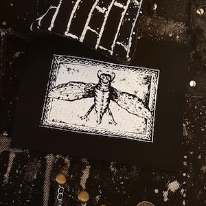Locust from Kalisz screen printed patch Medieval Horror Punk Black metal Goth Occult Folklore Devil Satan
