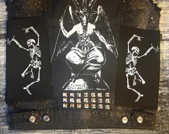 Dancing skeleton screen printed patch Horror Punk Black metal Goth Occult Folk lore