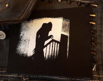 Nosferatu stairs Dracula screen printed patch Horror Punk Black metal Goth Occult Folk lore