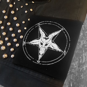 Pentagram screen printed patch Horror Punk Black metal Goth Occult Folk lore Devil Satan