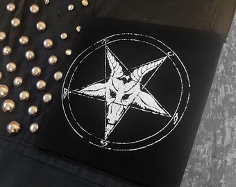 Pentagram screen printed patch Horror Punk Black metal Goth Occult Folk lore Devil Satan