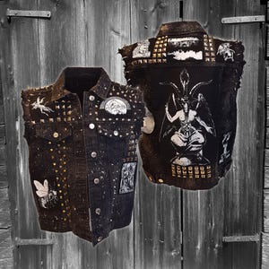 Women's Battle Vest S Black Distressed Denim