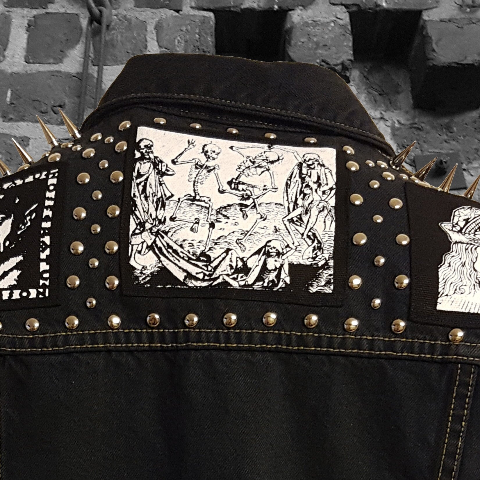 Danse macabre screen printed patch Horror Goth Black metal Post Punk Folk lore Skeleton Skull