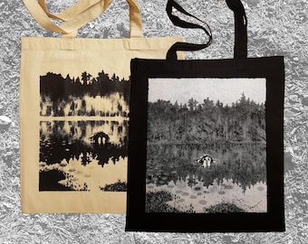 Nøkken Siebdruck tote bag Horror Goth Black metal Post Punk Folklore Kittelsen Neck