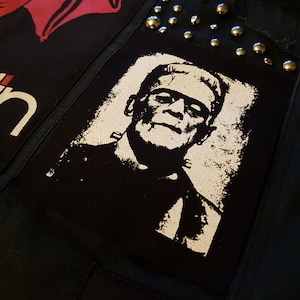Frankensteins monster screen printed patch Horror Punk Black Metal Goth