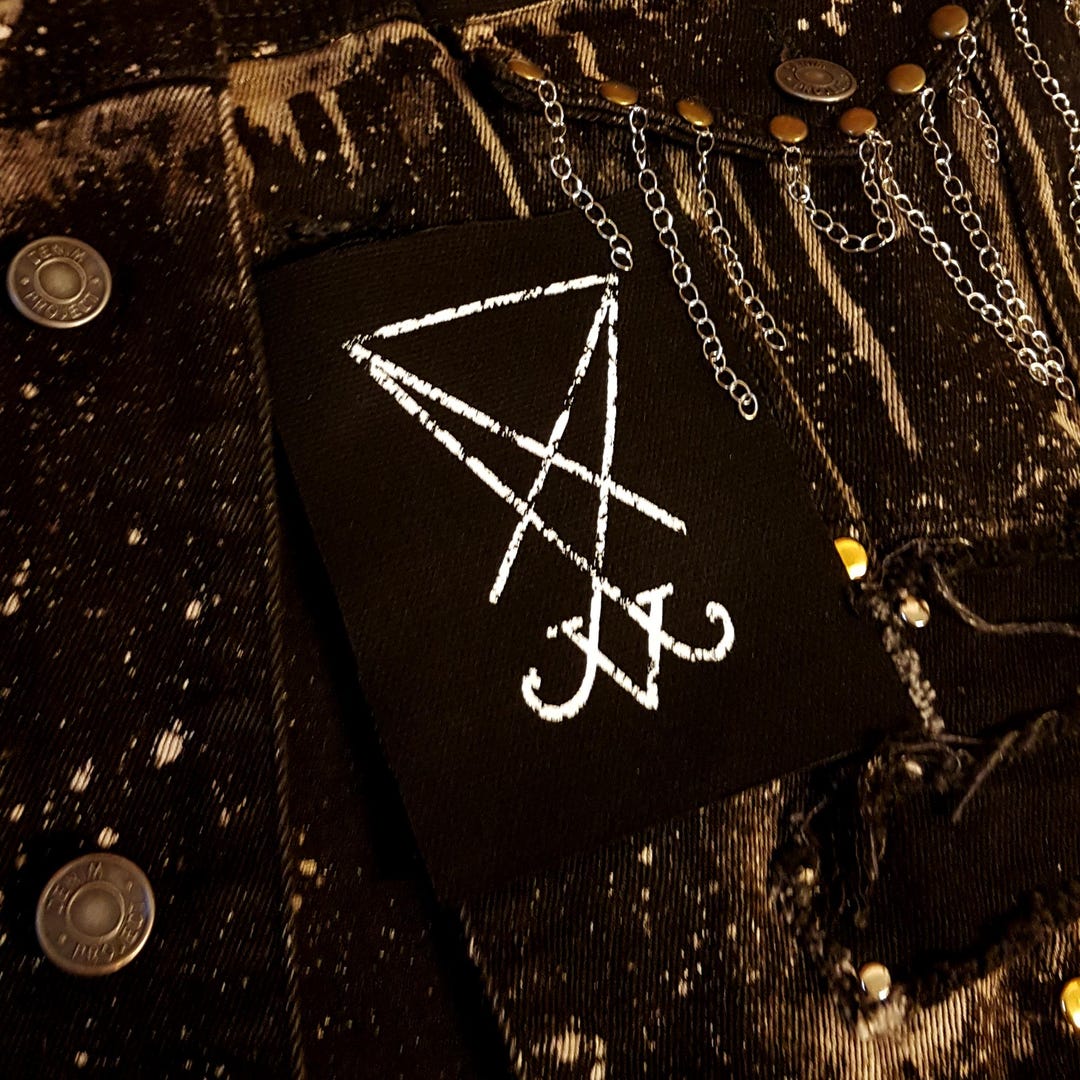 Lucifer Back Patch Lucifer's Sigil Screen Printed Patch Horror Punk Black Metal Goth ...