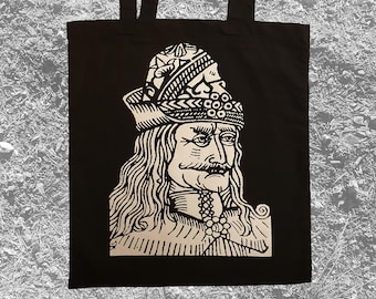 Bolso de mano Vlad Tepes Drácula serigrafiado Horror Punk Black metal Gótico Ocultismo Folklore