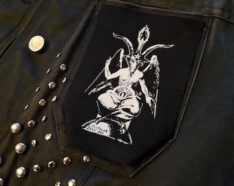 Baphomet screen printed patch Horror Punk Black metal Goth Occult Folklore Devil Satan Satanism