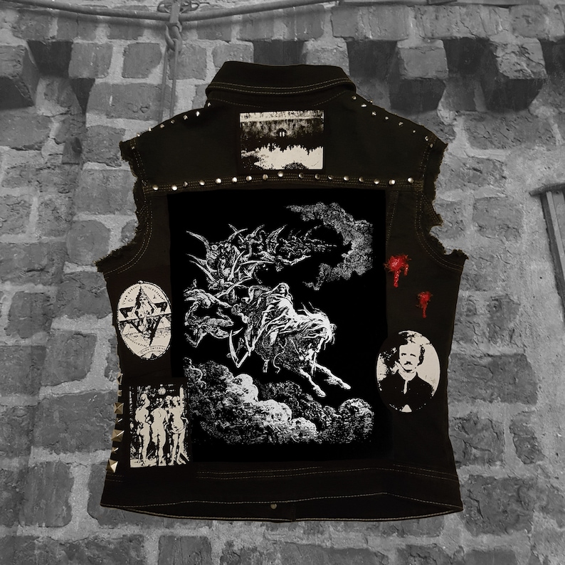 Death on the pale horse Back patch screen printed Horror Punk Black metal Goth Occult Dore image 1