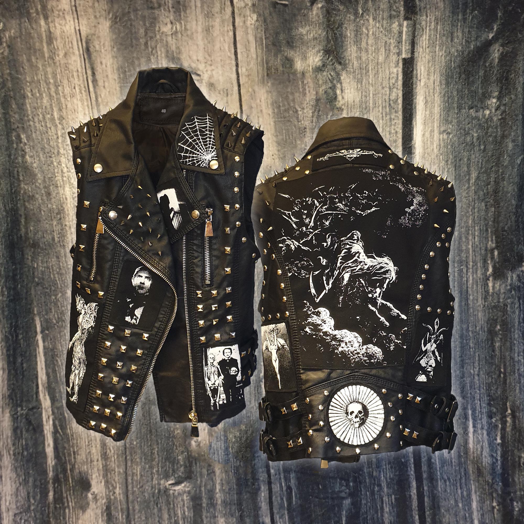 Leather Battle Jacket Metal Battle Vest Large Back Patches For
