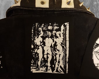 The four witches screen printed patch Dürer Horror Goth Black metal Post Punk Folk lore