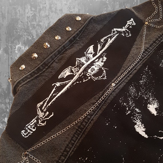 Flying demon screen printed patch Devil Horror Punk Black metal Goth Occult Folk lore