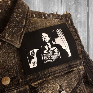 Hitchcock Psycho screen printed patch Horror Punk Black metal Goth Mystery Suspense Thriller