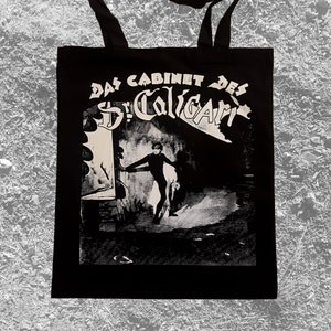 Dr Caligari screen printed tote bag Horror Goth Black metal Post Punk Folk lore
