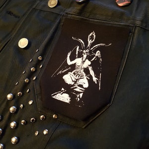 Baphomet screen printed patch Horror Punk Black metal Goth Occult Folklore Devil Satan Satanism