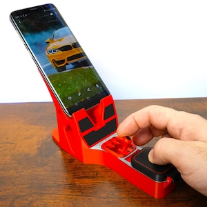 3D-gedruckter Racing-Getriebe-Telefonständer - Funktionales Shifter-Tischdock mit Ladeanschluss und versteckter Konsole - Vertikaler / Horizontaler Halter