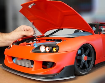 3D-geprinte RC-auto op schaal 1:8 met 2JZ-motor - aanpasbaar chassis