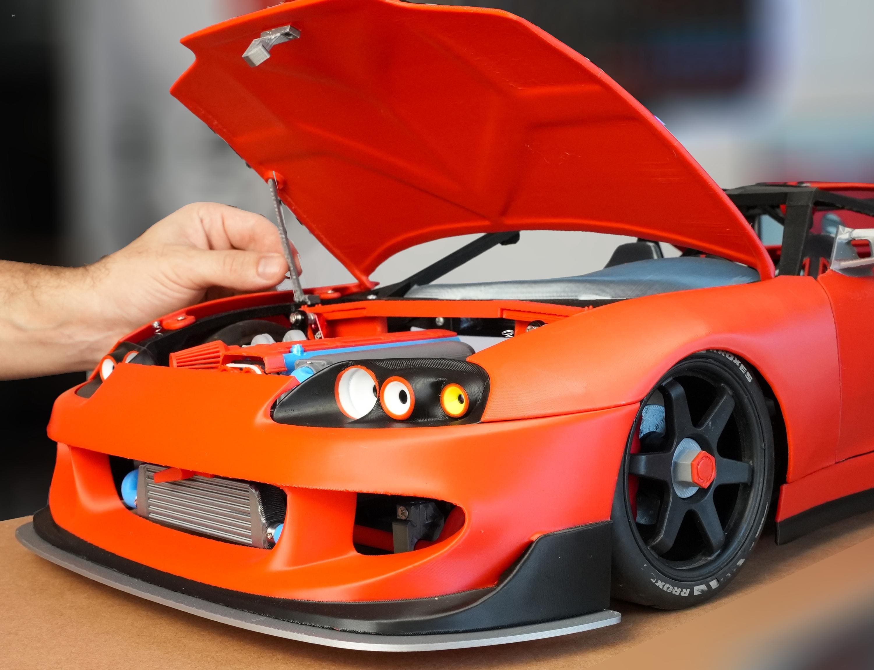 3D Printed 1:8 Scale RC Car With 2JZ Engine - Customizable Chassis