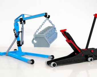 3D-afdrukbare RC-vloerkrik en motortakel STL-bestanden | Garagetools schalen