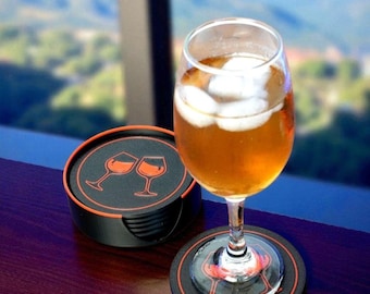 3D-geprinte onderzetterset met houder: wijnglasontwerp, waterbestendig