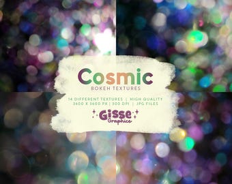 Cosmic Light Textures | High Quality | 12 x 12" | Digital Papers | Large Bokeh Textures