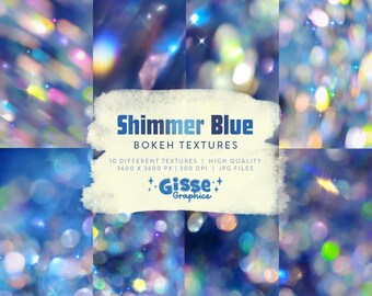 Shimmer Blue | Light Bokeh Textures | High Quality | 12 x 12" | Digital Papers | Large Textures