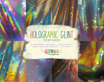 Holographic Textures | Large Textures | High Quality | 12 x 12" | Holographic Digital Papers