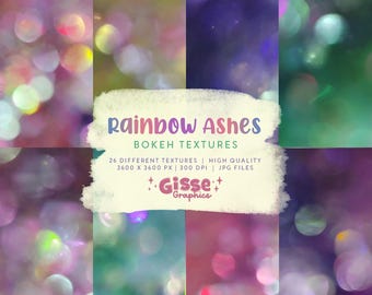 Rainbow Ashes | Bokeh Textures | High Quality | 12 x 12" | Digital Papers | Light Textures