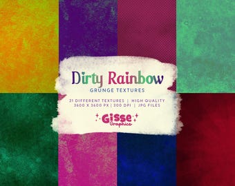 Dirty Rainbow | Grunge Textures | High Quality | 12 x 12" | Grunge Digital Papers