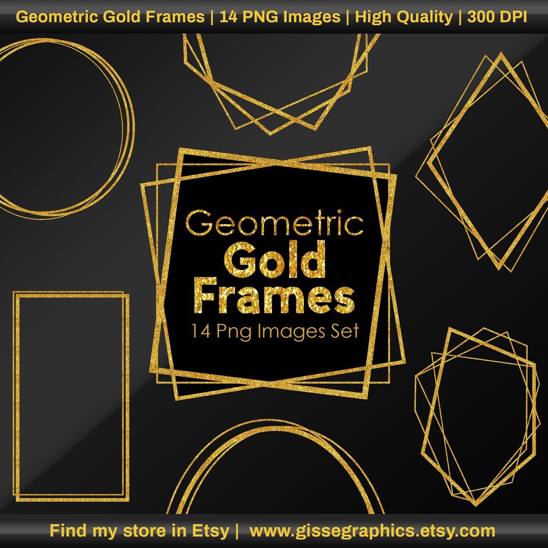 Geometry Gold Frame Geometric Gold Frames | 14 Different Files | High Quality | 300 DPI - Etsy