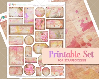 Printable Set | 4 Different Sheets | For Journal or scrapbooking | High Quality | PDF + JPG files