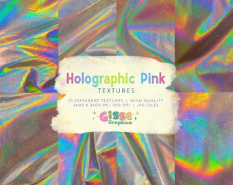 Holographic Pink | Large Textures | High Quality | 12 x 12" | Holographic Digital Papers