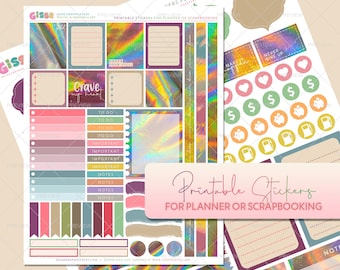 Printable Stickers | 4 Different Sheets | For planner or scrapbooking | High Quality | PDF + PNG + JPG files